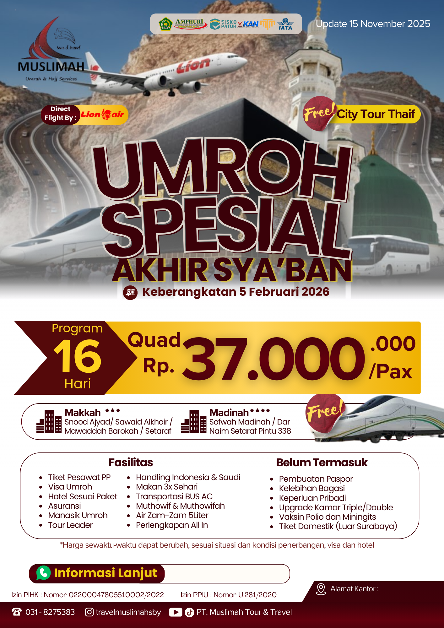 Umroh Spesial Akhir Sya'ban + Thaif 16 Hari